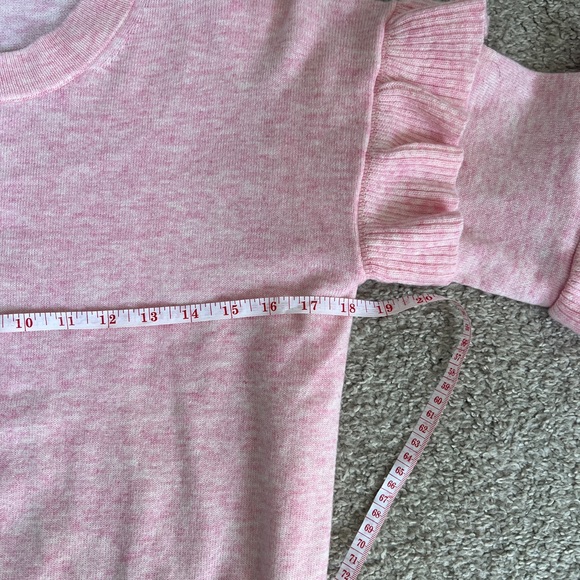 J. Crew Pink Ruffle Sleeve Crew Neck Sweater Size XS - Picture 7 of 11